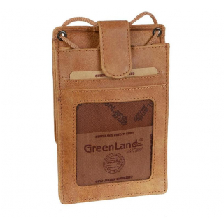 Cestovná peňaženka na krk GREENLAND, prírodná koža hnedá