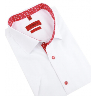 Bielo-červená košeľa kr.rukáv VENERGI Slim
