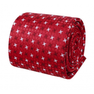 Červená kravata so vzorom hviezdičiek