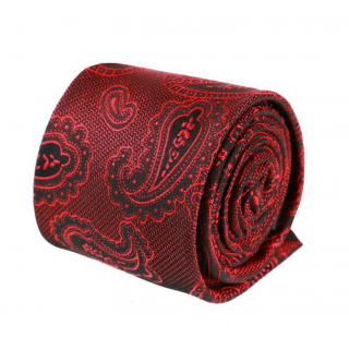 Luxusná kravata ORSI V.I.P hodváb, červeno-čierna