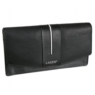 Luxusná kožená peňaženka 12 kariet, LAGEN čierna