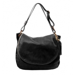 Dámska kožená kabelka čierna TUSCANY Soft Bag