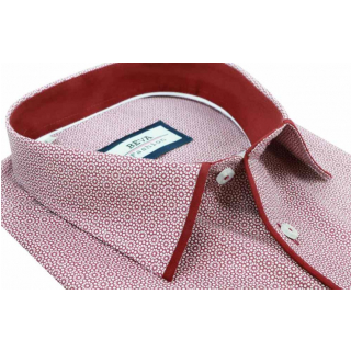 Košeľa s dlhým rukávom BEVA, slim bordová vzor