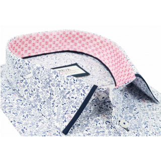 Štýlová košeľa paisley vzor BEVA Regular dl.rukáv, bielo-modrá