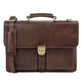 Kožená aktovka Tuscany ASSISI 2 komorová, hnedá tmavá