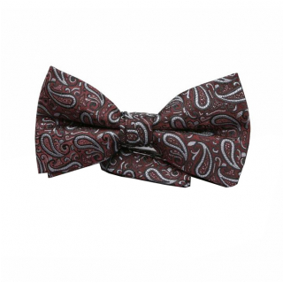 Bordový šedý motýlik ORSI s paisley vzorom