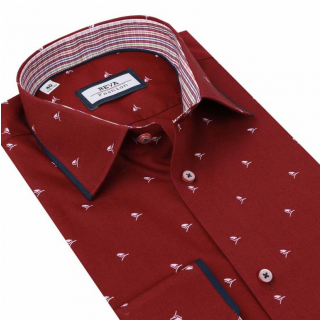 Bordová trendová slim košeľa BEVA dl.rukáv