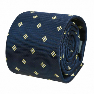 Kravata s tkanými štvorčekmi, modrá tmavá