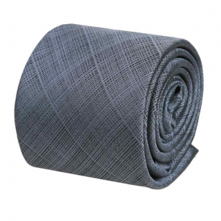 Pánska kravata šedá antracitová, tkaný vzor