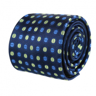 Hodvábna V.I.P  biznis kravata modrá, modrý a zlatistý vzor