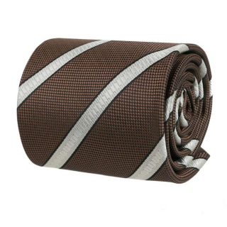 Pánska kravata, hnedá so striebornými prúžkami 8 cm