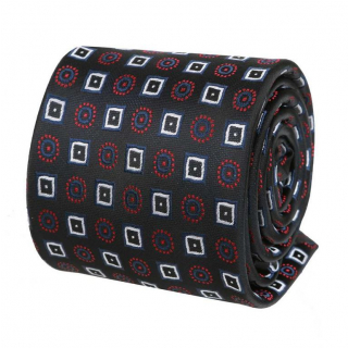 Elegantná čierna kravata s tkaným vzorom 7 cm