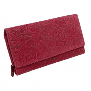 Veľká exkluzívna dámska peňaženka, malinová červená 