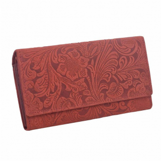 Exkluzívna červená peňaženka, kvetinová potlač 