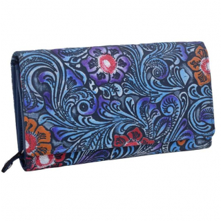 Modrá listová peňaženka MERCUCIO kvetinová