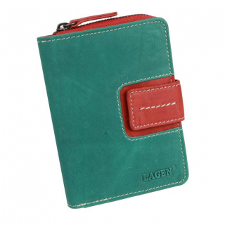 Dámska peňaženka LAGEN Soft zeleno-červená 9 kariet