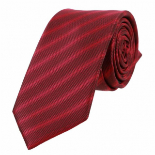Slim kravata s prúžkami červená 6 cm