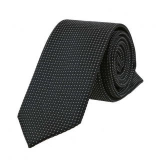 Trendová čierna kravata s bielymi bodkami ORSI 6 cm