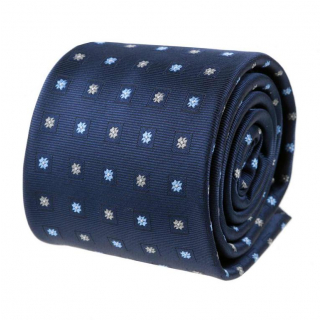 Modrá kravata s modro-béžovým vzorom 7 cm
