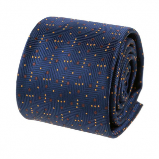 Biznis kravata ORSI, modrá s oranžovým vzorom