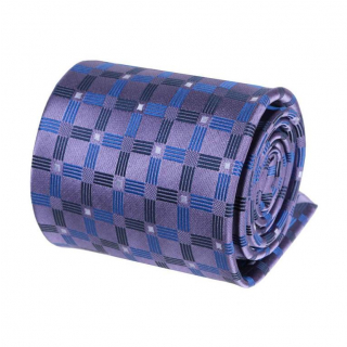 Fialová kravata s modrým vzorom 