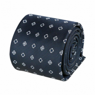 Modrá tmavá kravata 7 cm, jemný vzor