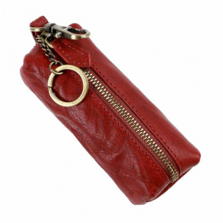Červená kožená kľúčenka s karabínkou BRANCO
