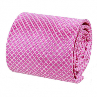 Ružová kravata s mriežkou ORSI 8 cm