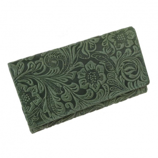 Veľká exkluzívna peňaženka s potlačou, zelená olivová