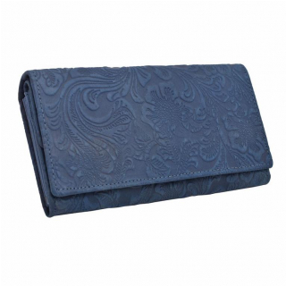 Exkluzívna modrá peňaženka, kvetinová potlač 