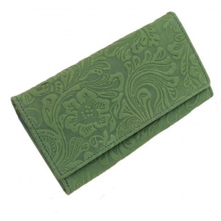 Exkluzívna olivovo-zelená peňaženka RFID, koža s potlačou 