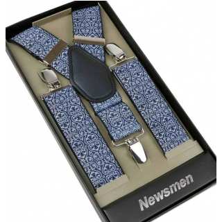 Pánske traky NEWSMEN modré vzorované 3,5 cm