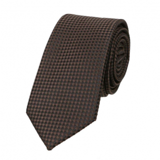 Hnedá tmavá slim kravata 6 cm