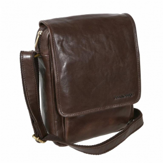 Hnedá kožená taška s chlopňou 20x27x7 cm SENDI