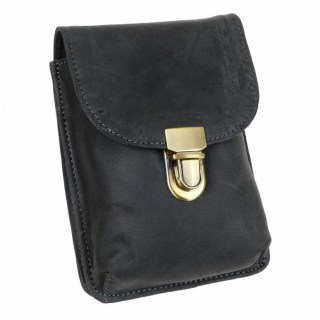 MERCUCIO | Kožené puzdro na opasok čierne, 2 komory