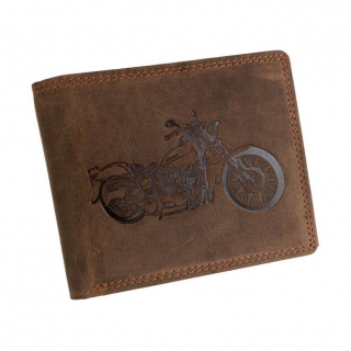 Pánska peňaženka-dokladovka MOTOCYLEL, hnedá koža