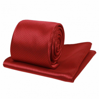 Červený kravatový set ORSI s tkaným vzorom