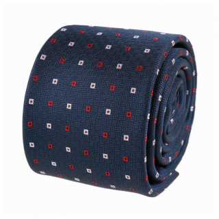 Slim kravata ORSI modrá so štvorčekmi 6 cm