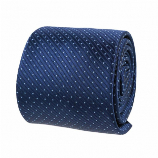 Pánska kravata tmavá modrá s bodkami ORSI 7 cm