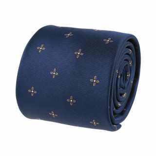 Tmavomodrá kravata ORSI hnedý vzor