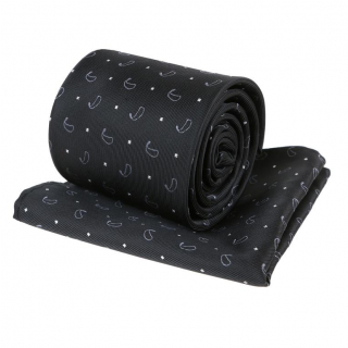 Kravatový set ORSI čierny s paisley vzorom