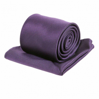 Kravatový set ORSI tkaný vzor, fialová baklažánová