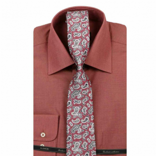 Pánska košeľa KLEMON dlhý rukáv tehlová