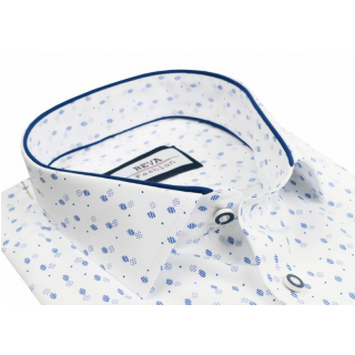 Trendová bielo-modrá SLIM košeľa BEVA kr.rukáv