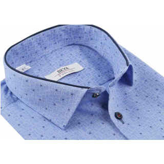 Košeľa BEVA Regular krátky r. modrá T2267