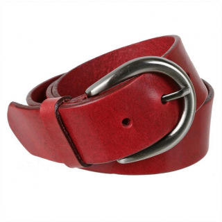 Červený rubínový dámsky opasok, extra flexibilná koža š. 3,8 cm