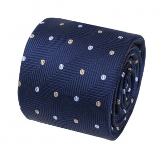 Luxusná tmavomodrá kravata V.I.P. hodváb tkaný vzor