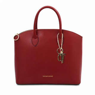 Červená luxusná kabelka TUSCANY LEATHER koža