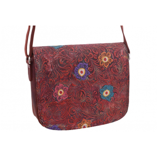 Trendová kožená kabelka ručne maľovaná MERCUCIO červená