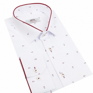 Pánska moderná biela košeľa s drobným vzorom BEVA Regular
